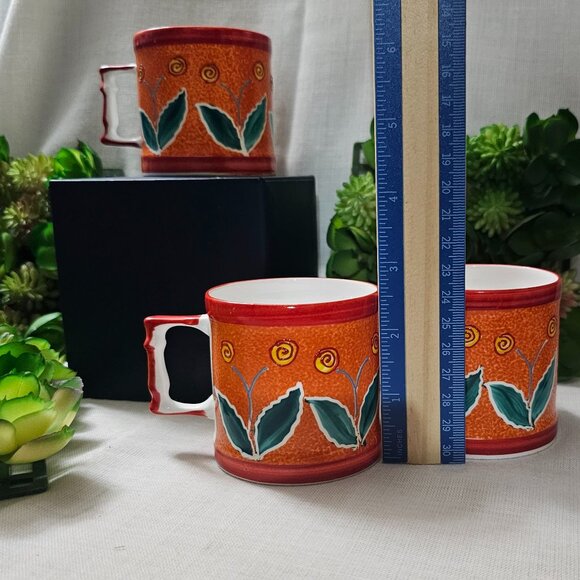 Set 3 - Clay Craft Pastels Floral bone china Espresso Tea Cup Small Orange Mug E - Picture 2 of 8